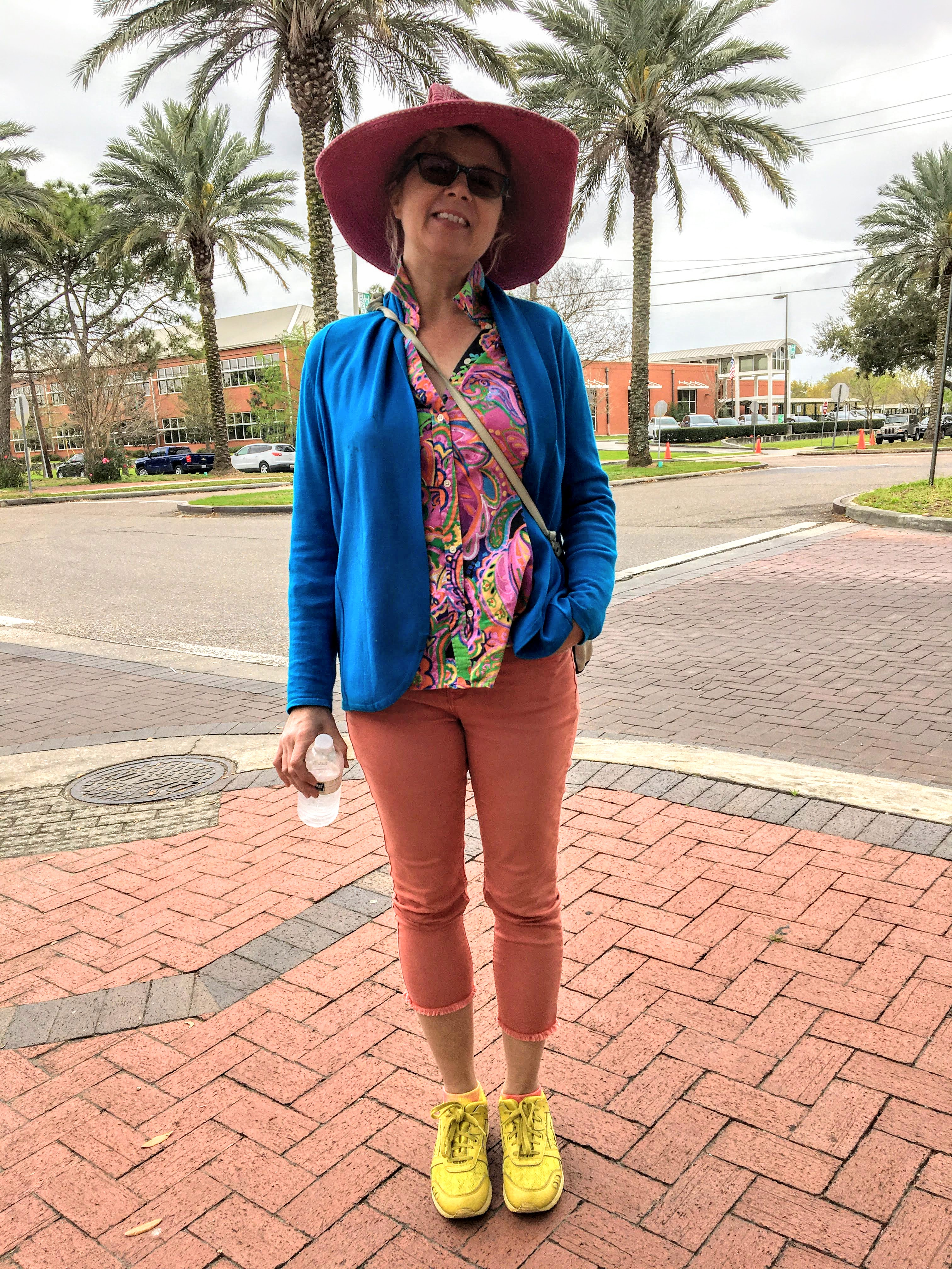 gina in colorful clothes