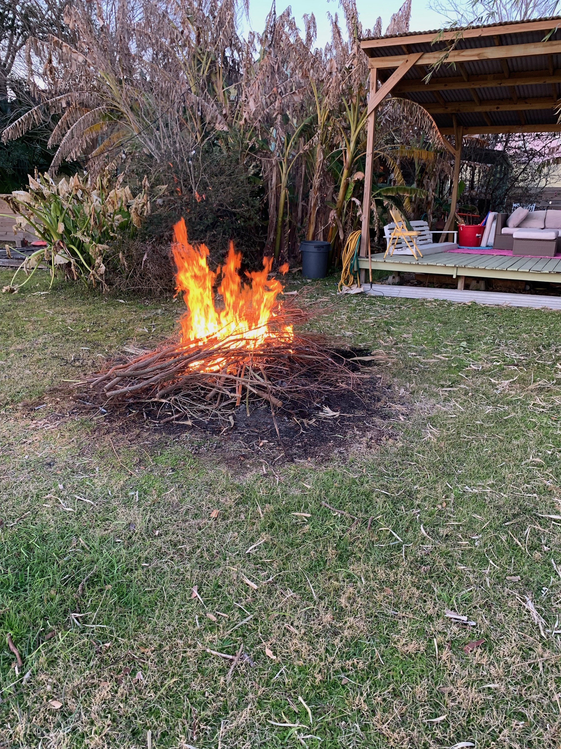 bonfire at Gina's house