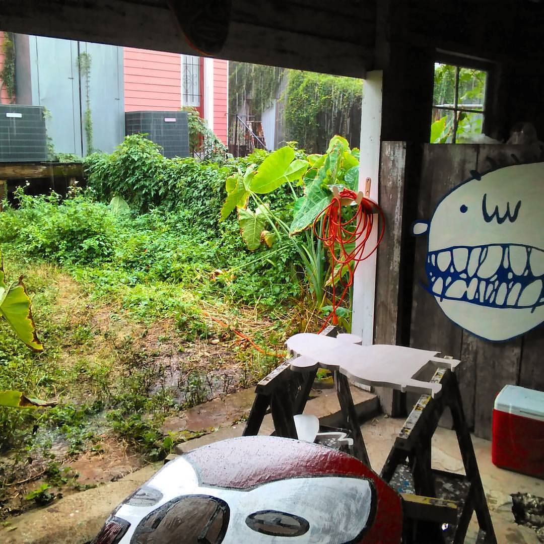 my shed at 321 Clark Street in the rain