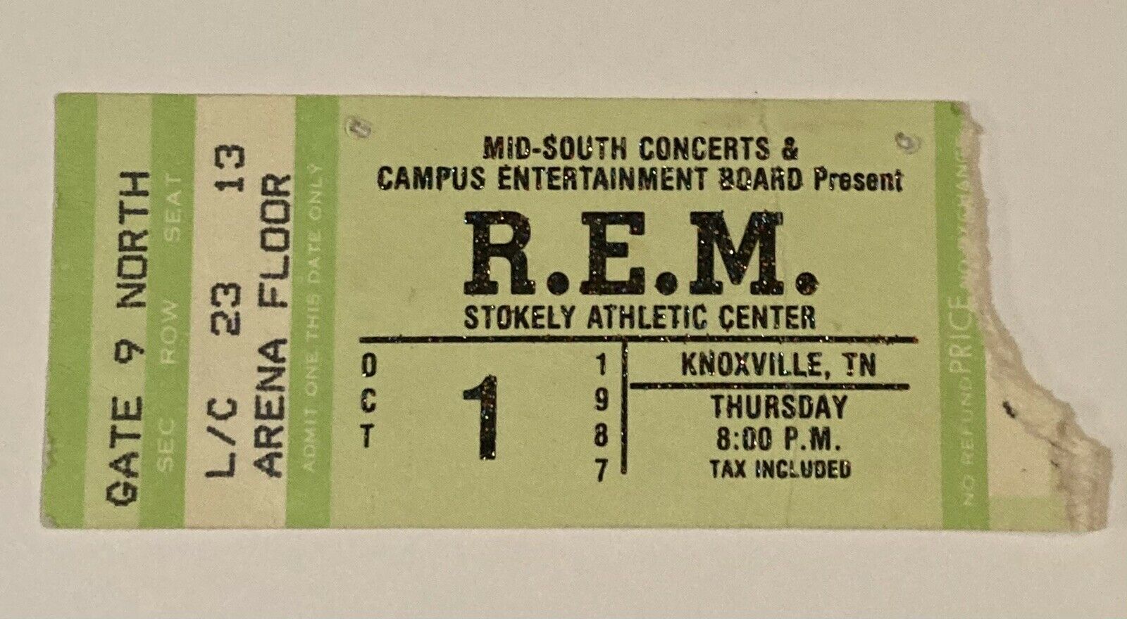 ticket stub from R.E.M. show
