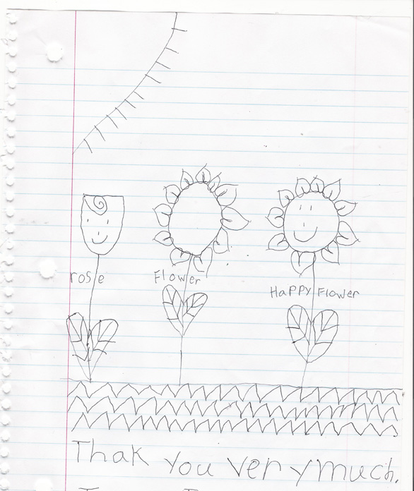 kid's drawing of flowers