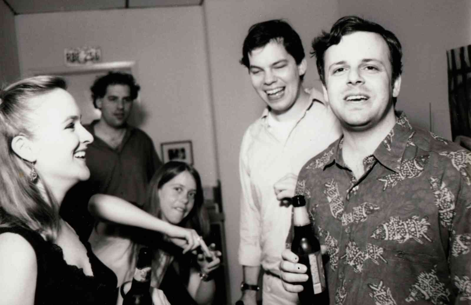the gang at a party in the nineties