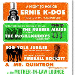 Poster design for an Ernie K-Doe show.