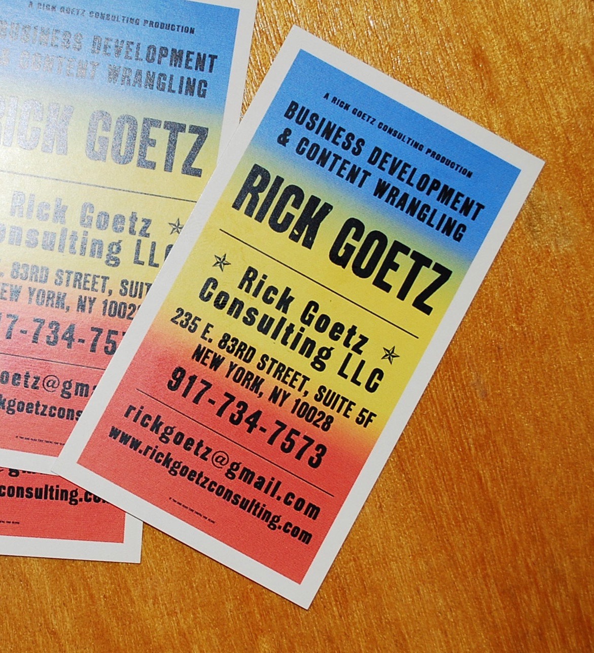 Business card design for a New York City music consultant.