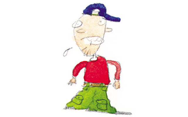 illustration of man wearing ridiculous baggy jeans