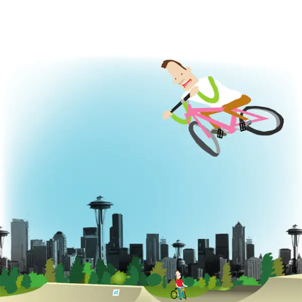 David Rhoden Illustration of skate park in Seattle.
