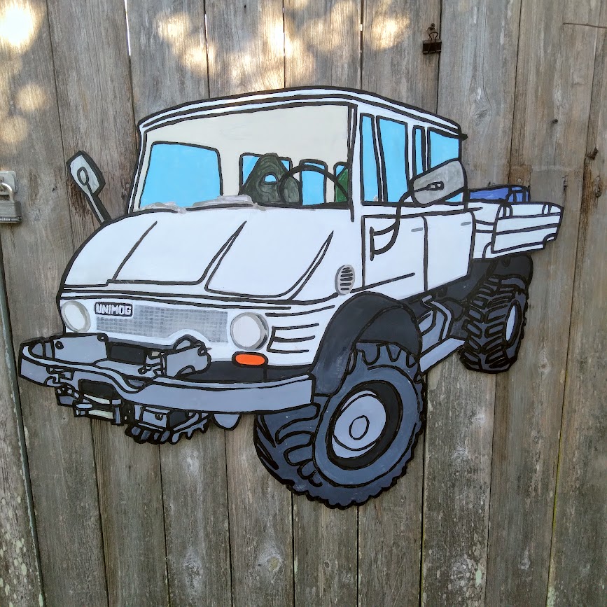 David Rhoden painting of Unimog truck.