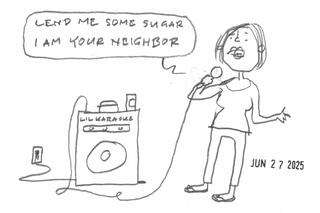 I drew a karaoke cartoon while I was supposed to be doing something else.