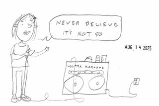 Drew a karaoke cartoon.