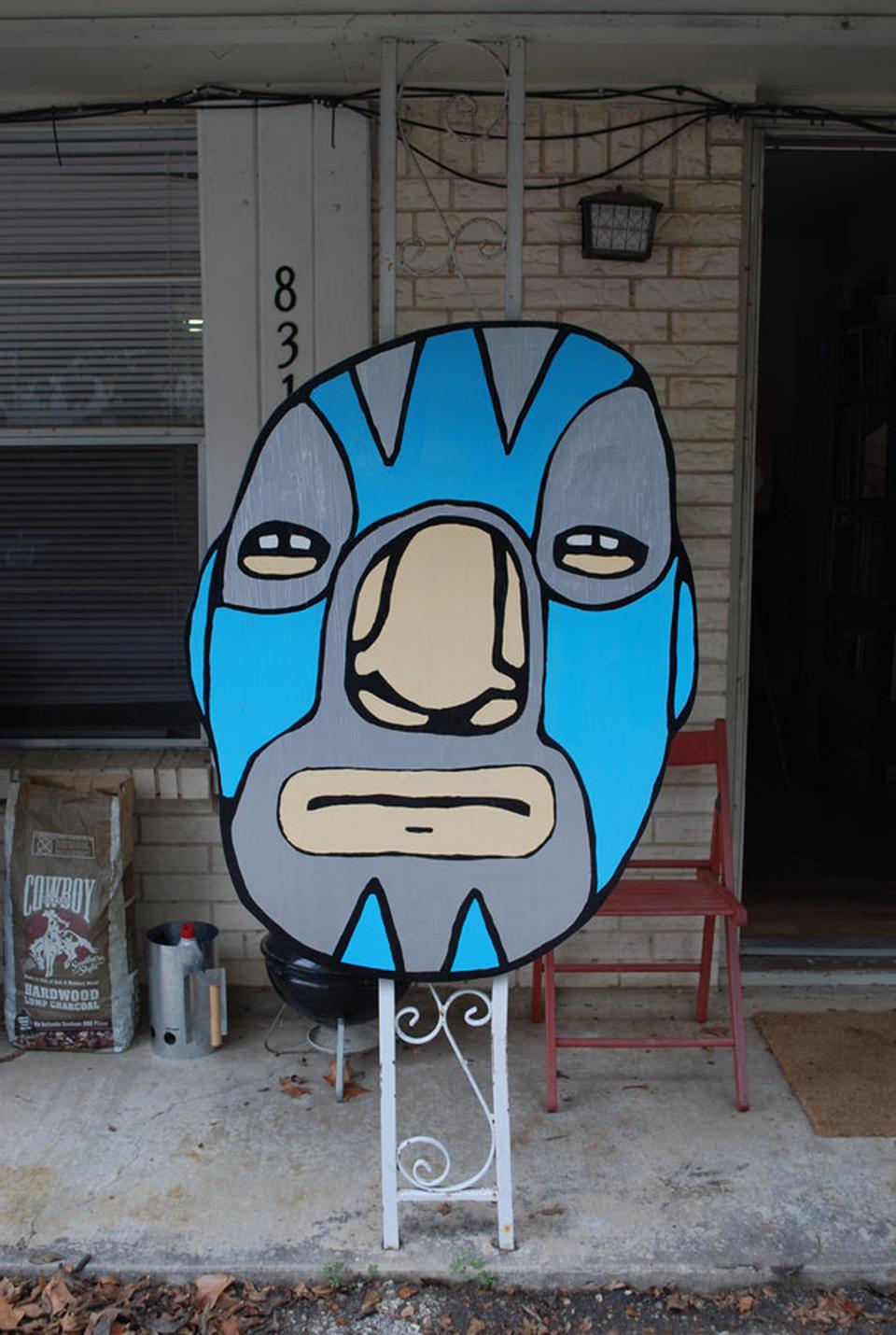 Blue Luchador painting by David Rhoden