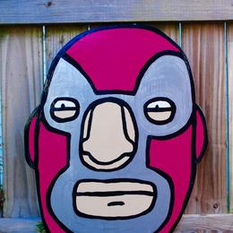 Pink luchador painting by David Rhoden