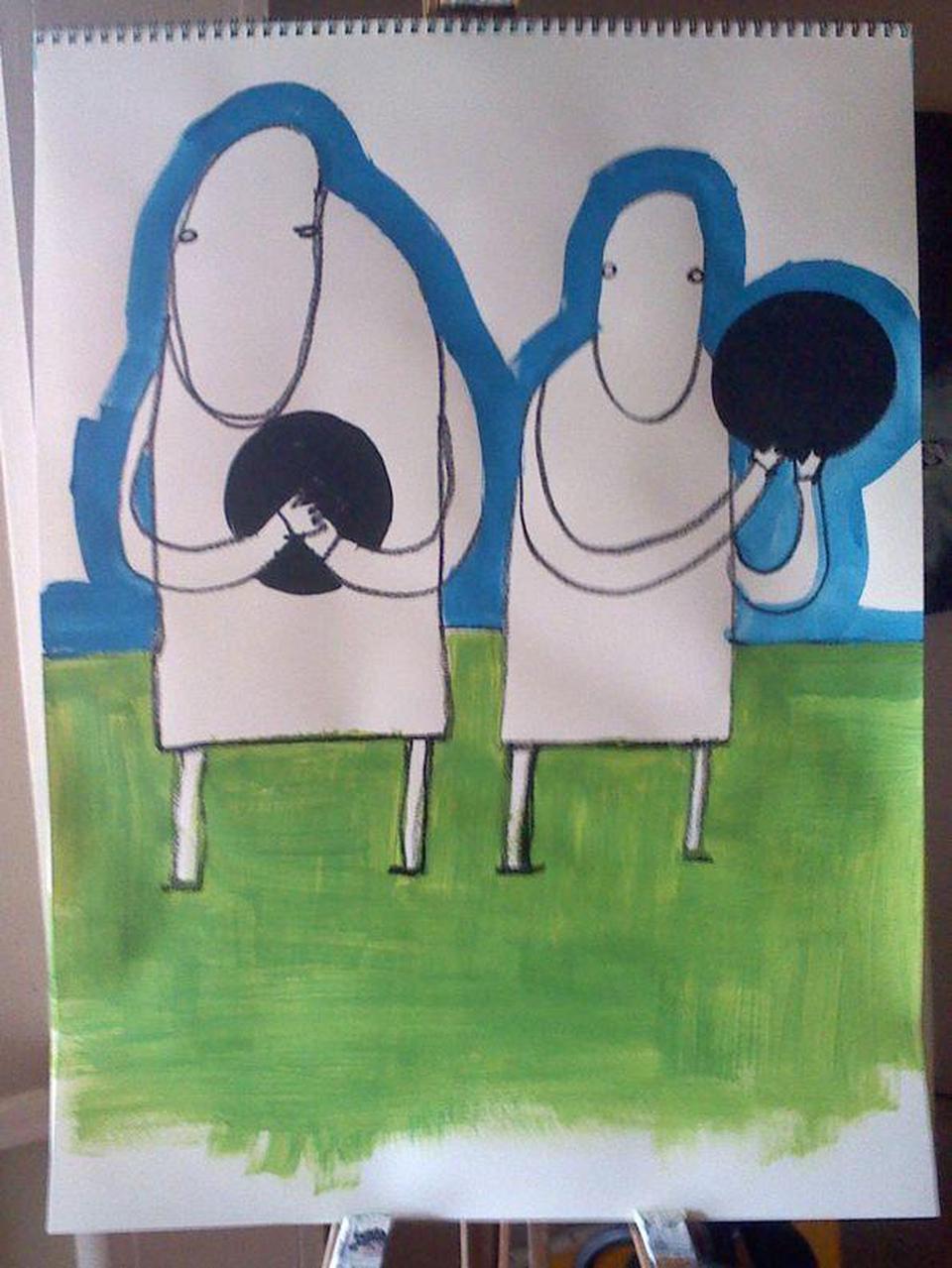 Bowlers painting by David Rhoden