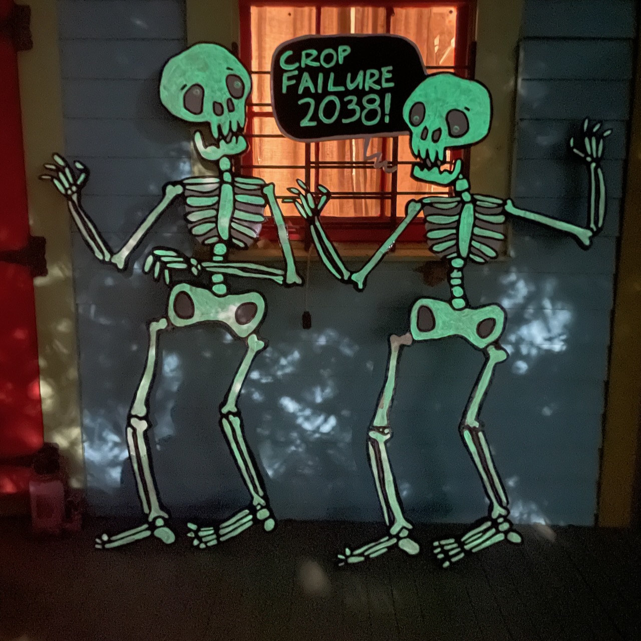 Glowing skeleton paintings by David Rhoden
