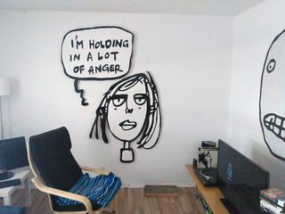 I painted an angry woman's calm face.