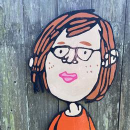 woman in workout clothes painting by David Rhoden