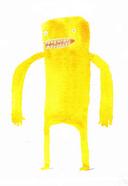I painted a yellow man in watercolor.