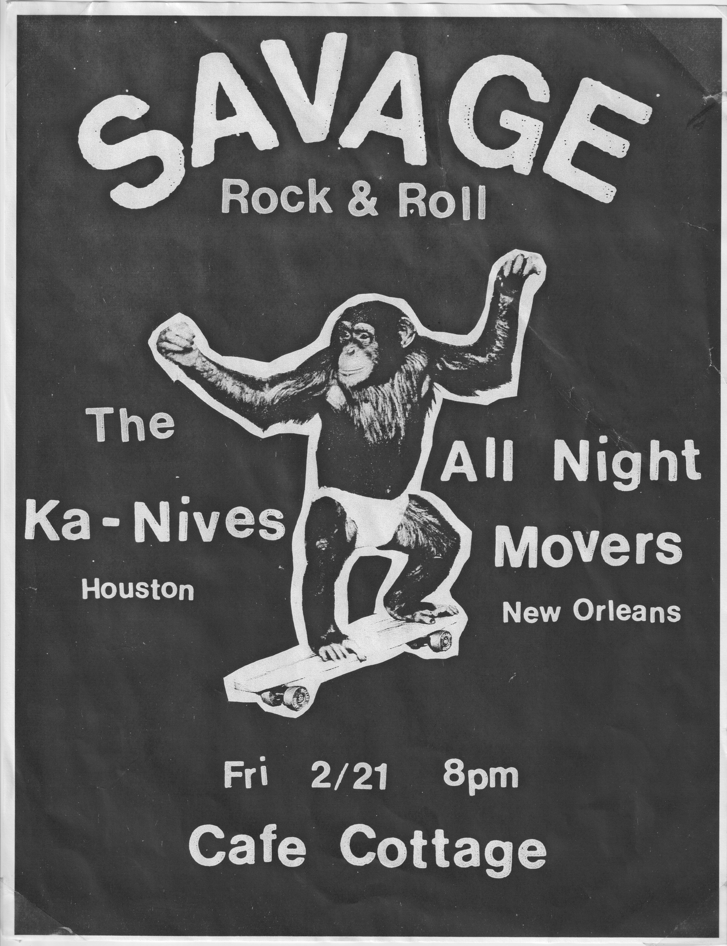 Flyer for Ka-Nives and All-Night Movers show in Lafayette