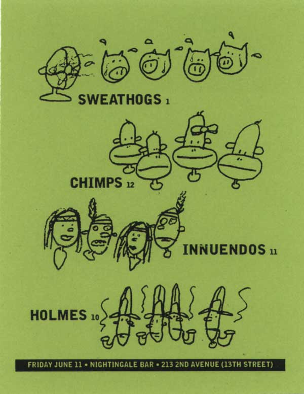 flyer for Innuendos show with Chimps and Holmes