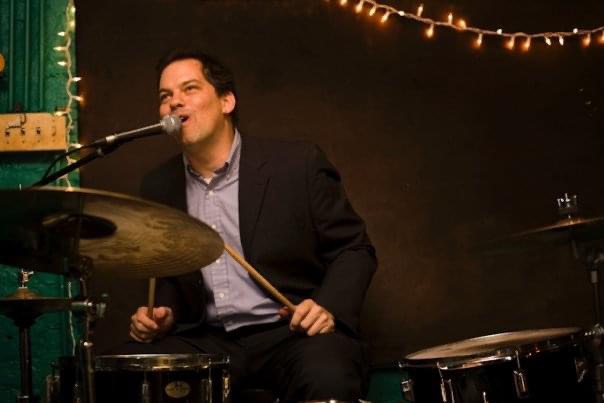 Dave Rhoden drumming at Lakeside Lounge, February 26, 2009.