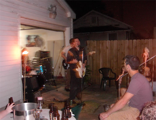 The Stacks played a show in Dr. Cliff Davis' grage, Bernadotte Street, New Orleans, Louisiana.