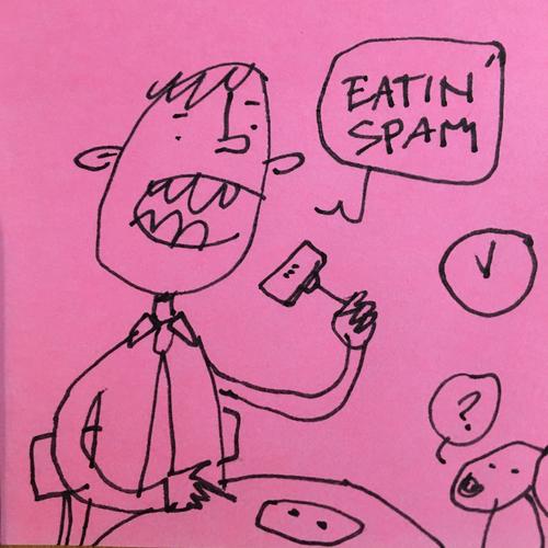 Eatin Spam sketchbook entry by David Rhoden