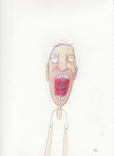 yawning man sketchbook entry by David Rhoden