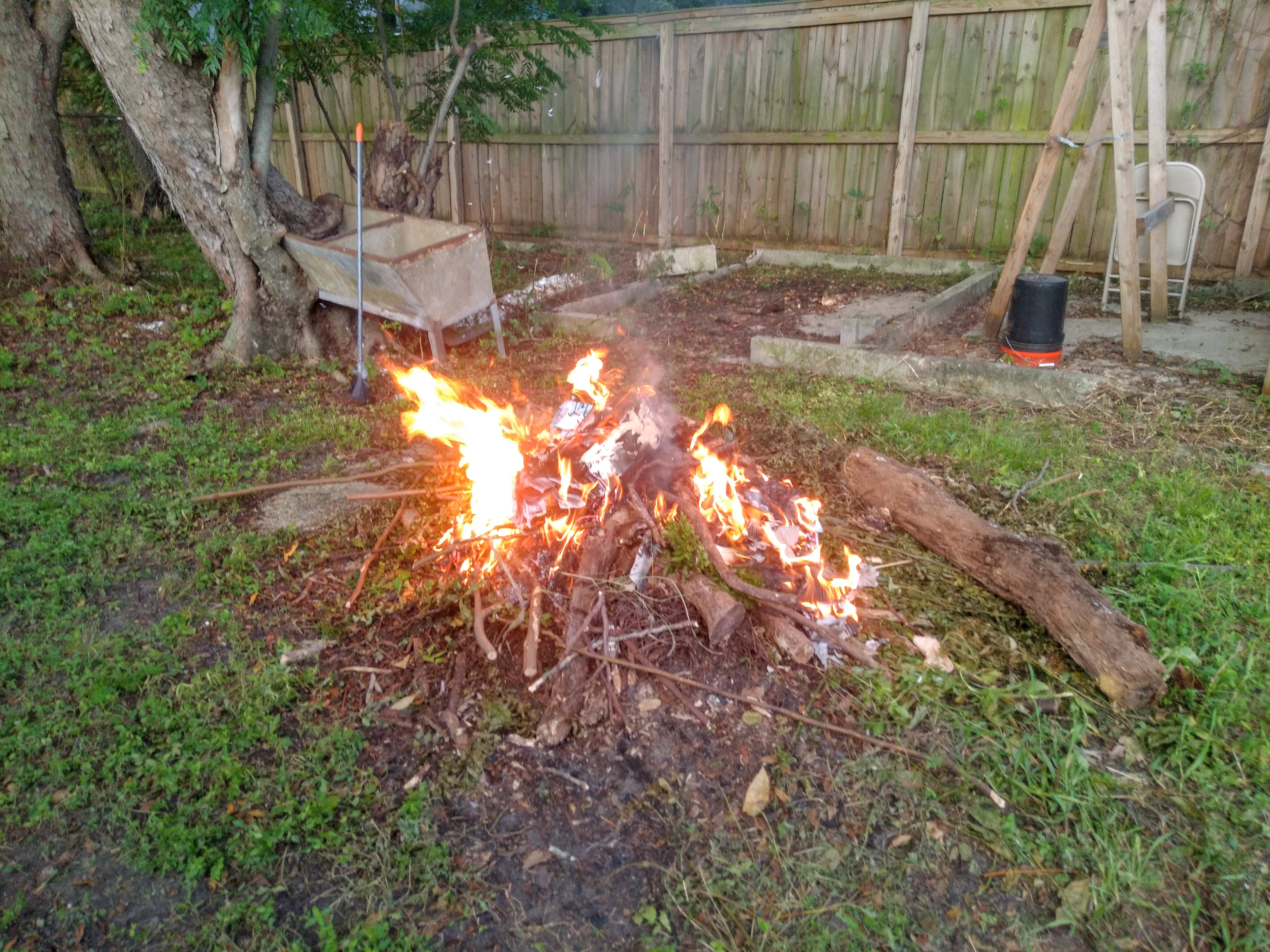 Backyard bonfire, August, 16, 2022.