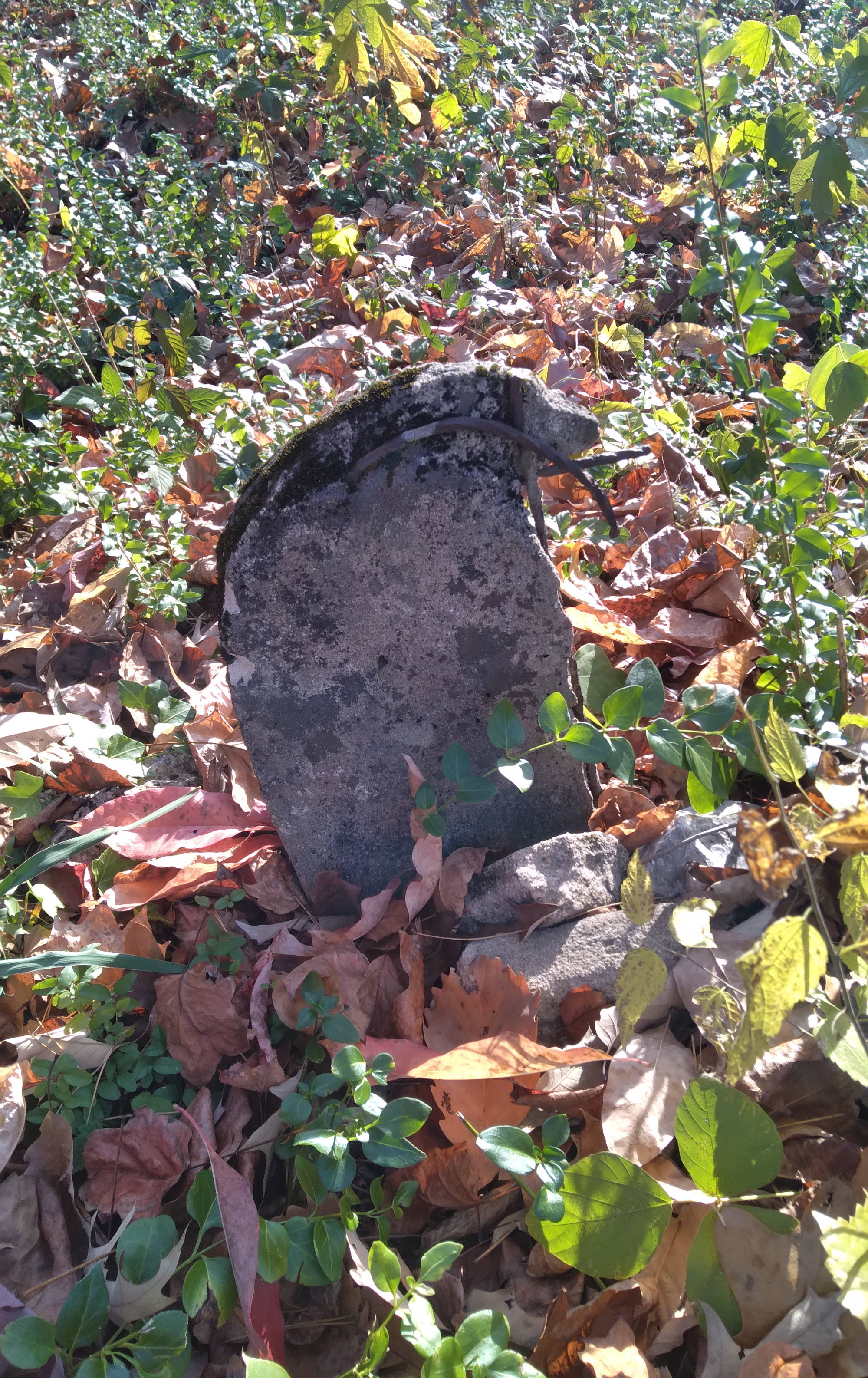 Broken stone. Buck Knob Cemetery, Dartmouth Street, Chattanooga, Tennessee.