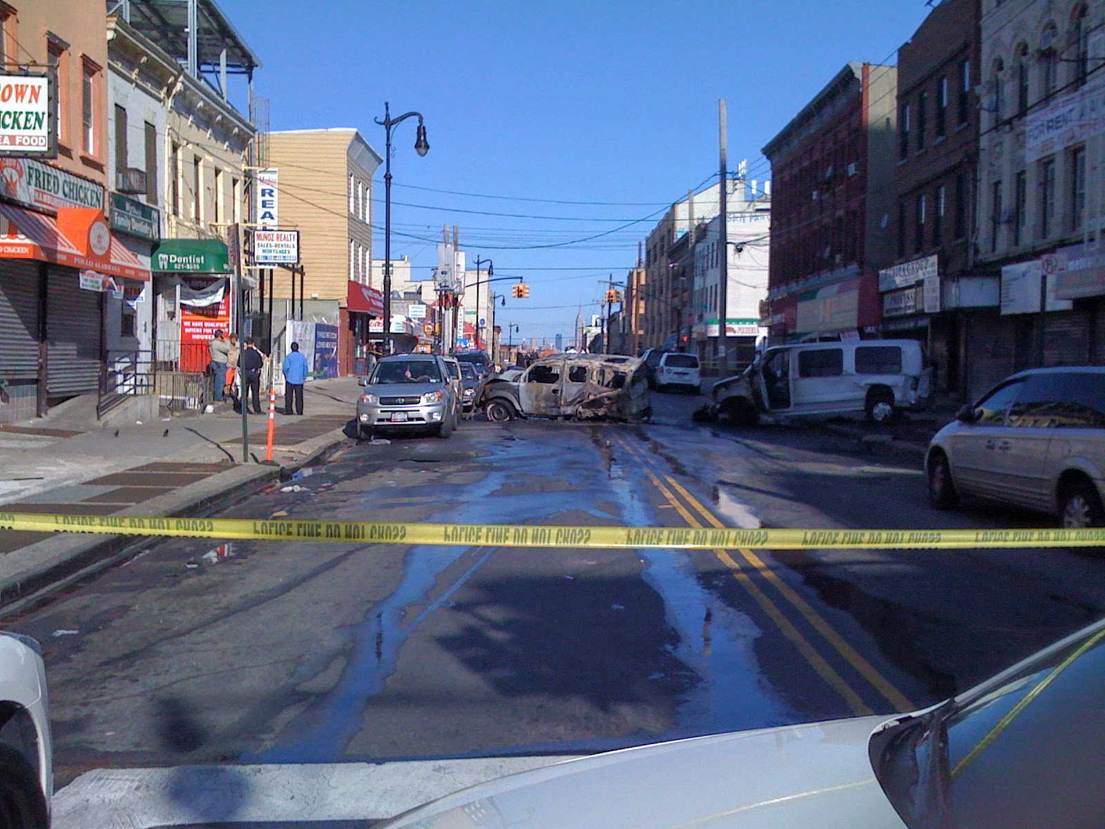 car fire on Bedford Avenue, Williamsburg