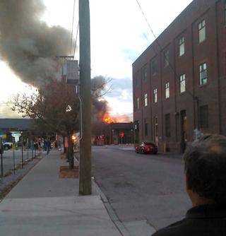 A warehouse caught fire while I was home for Thanksgiving.