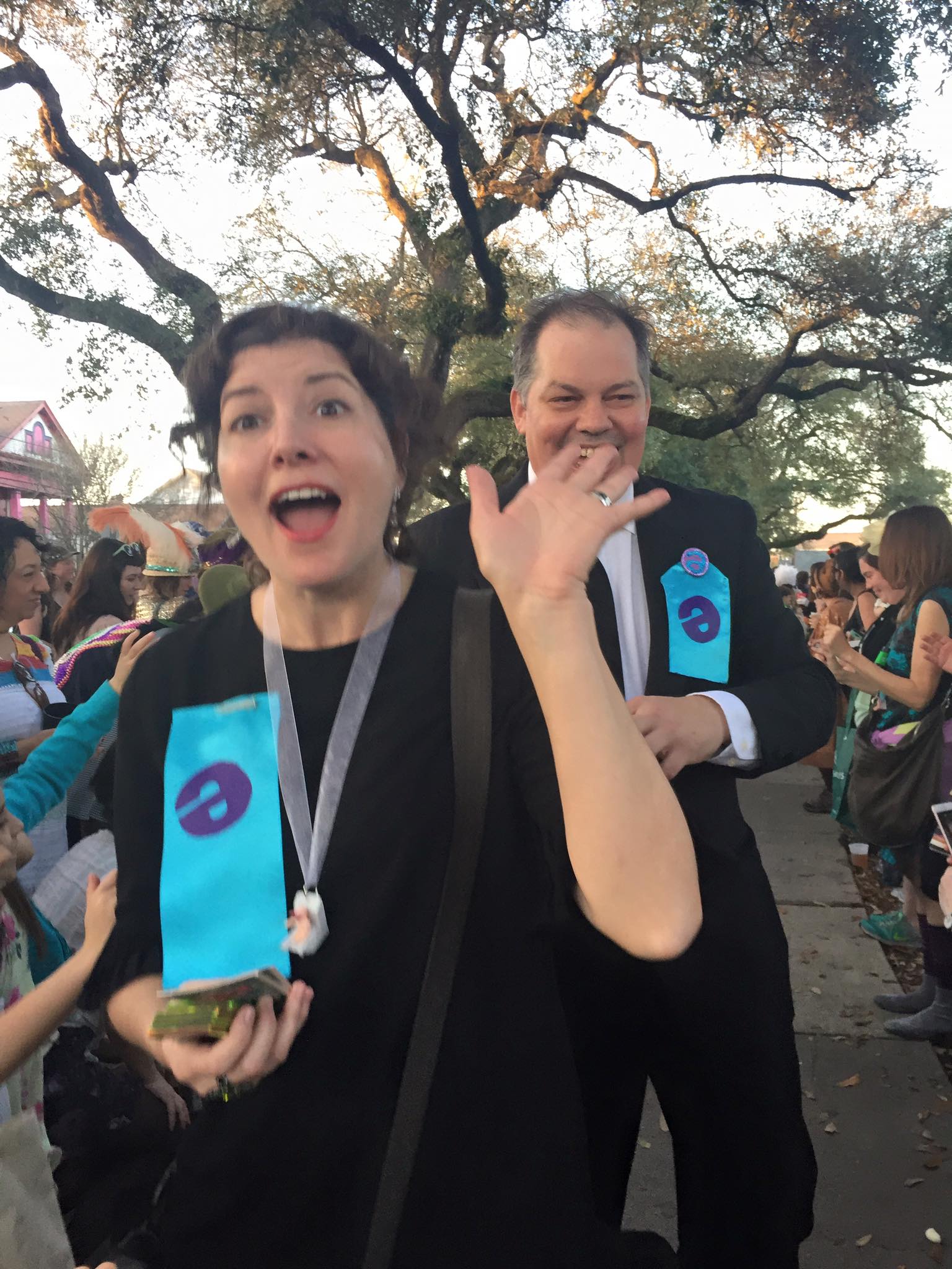 David and Robin in tee Rex parade, February 17, 2017