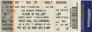 I saw Future Of The Left at Music Hall of Williamsburg.