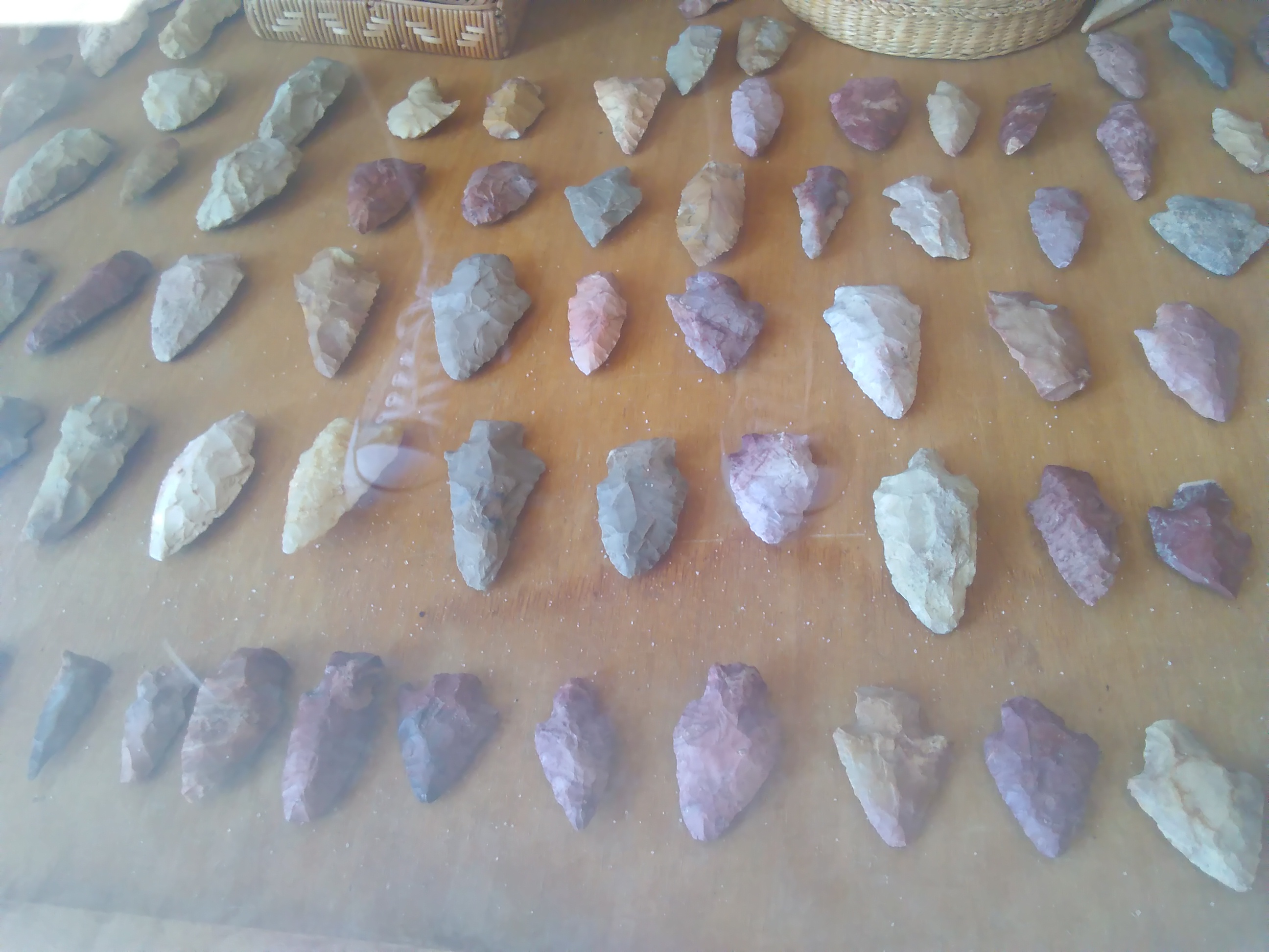 arrowheads in a vitrine at Culpepper's Automotive, Poplarville, MS