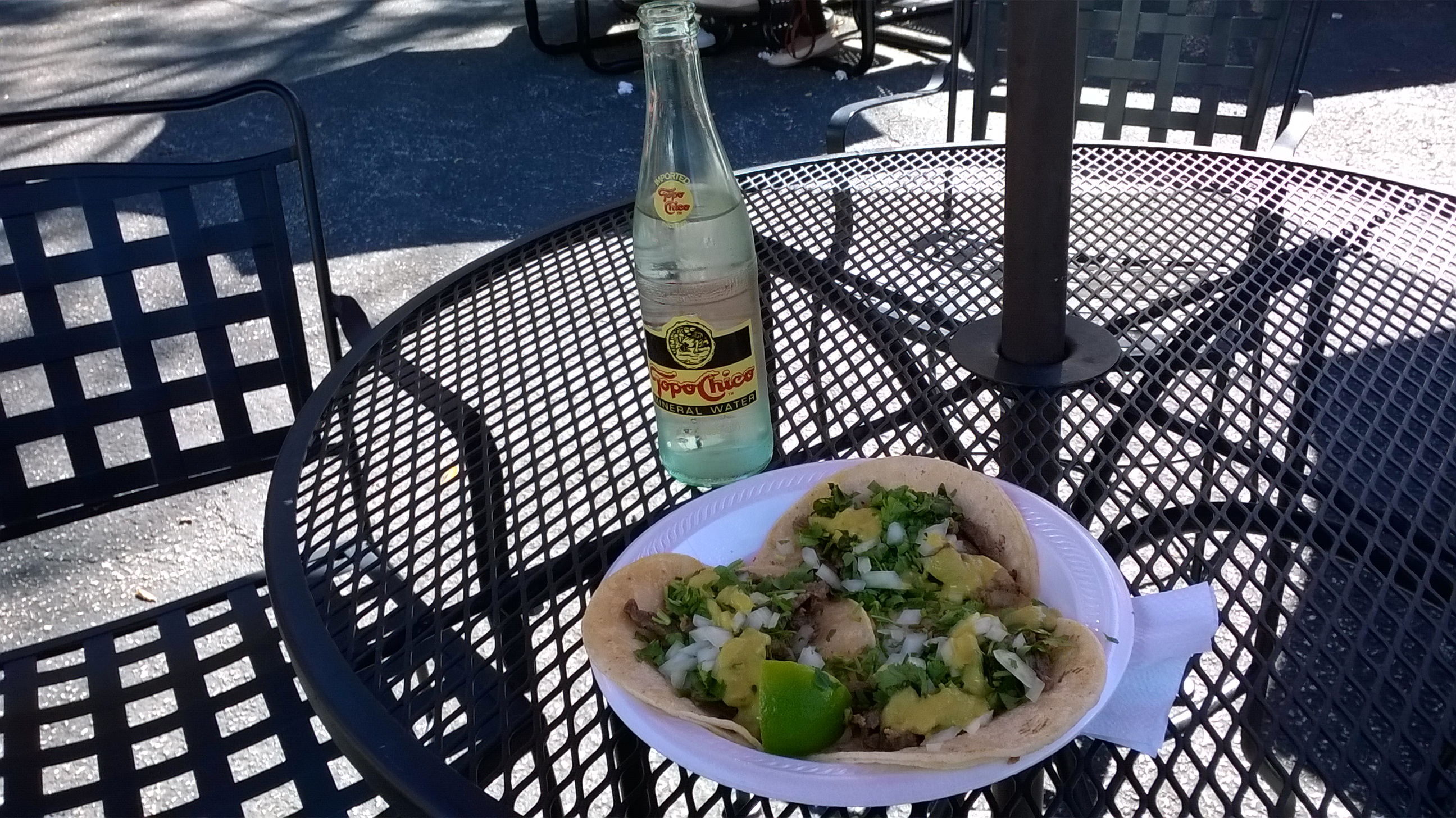 tacos from Jefe's on a plate on a table in Texas