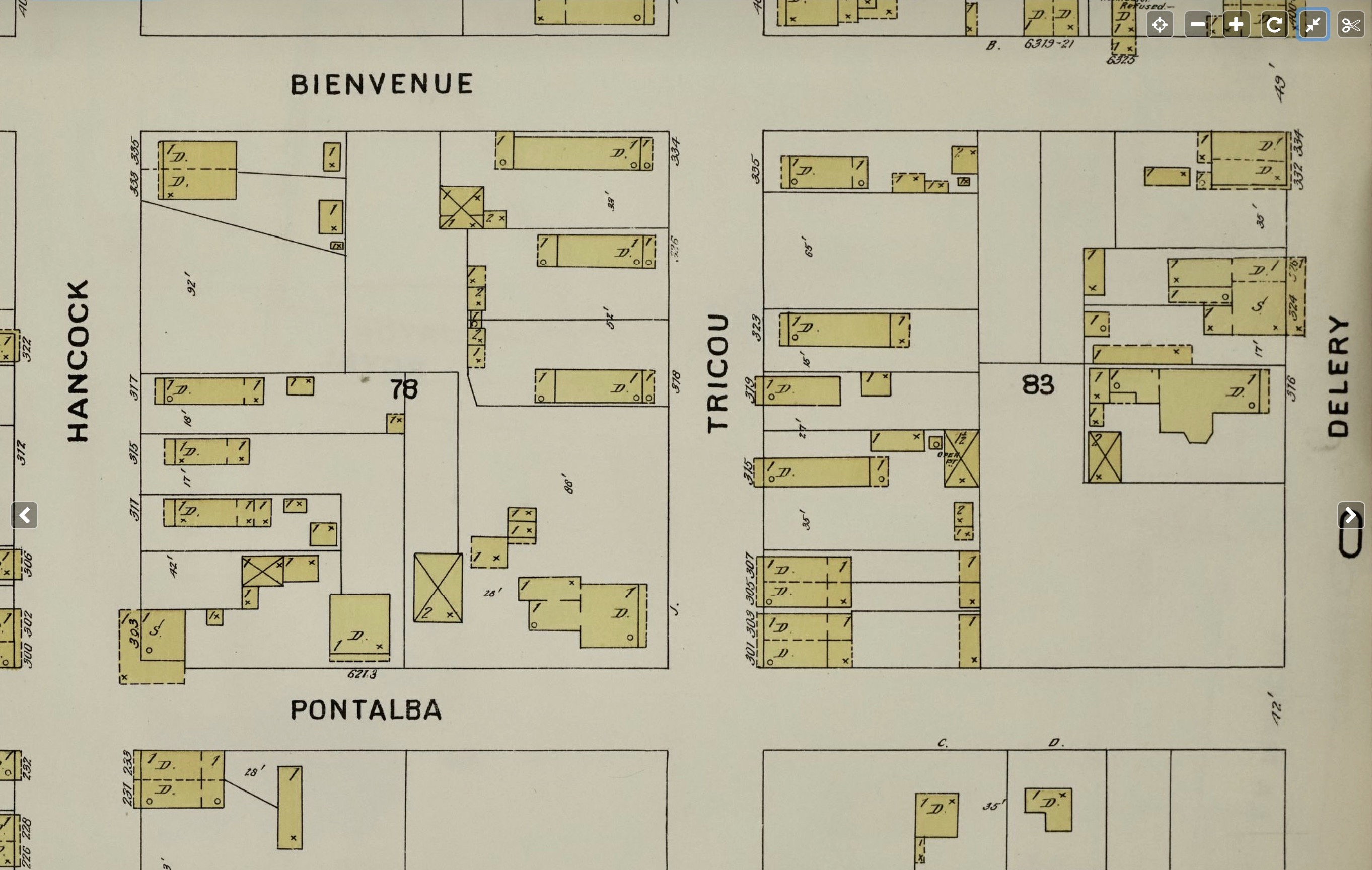 Map of Tricou Street and surroundings from 1893.