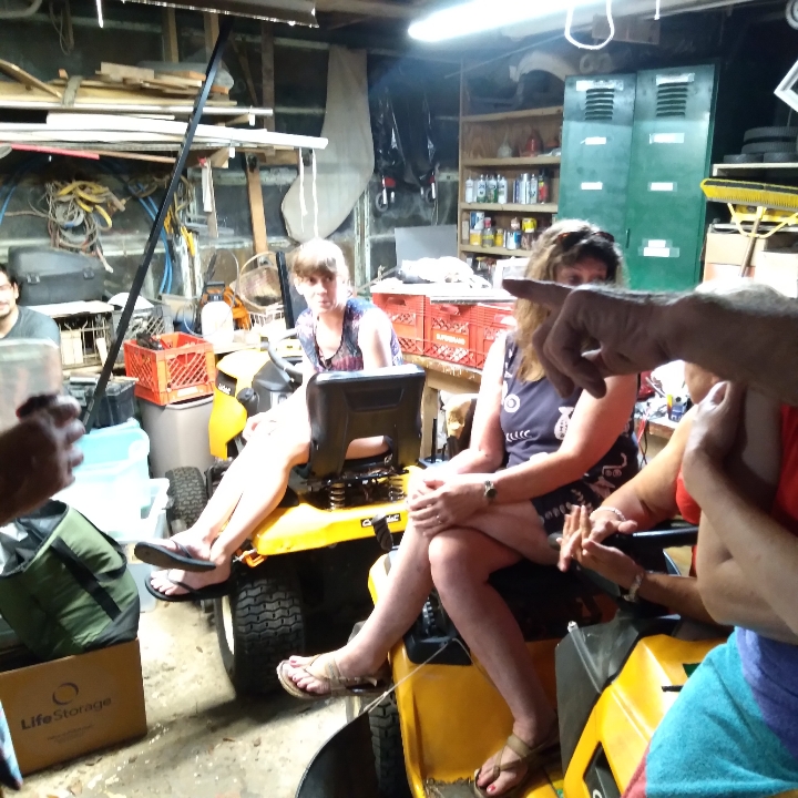 Drinking in the shed at the regatta.