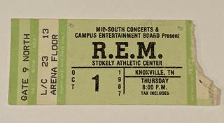 Saw R.E.M. at Stokley Athletic center at the University of Tennessee.