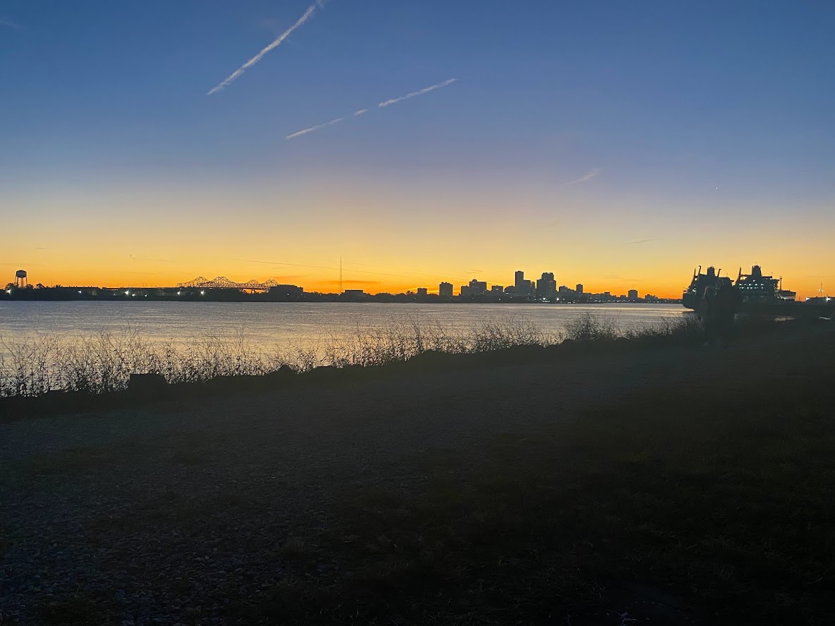 Mississippi river bank on a cold evening