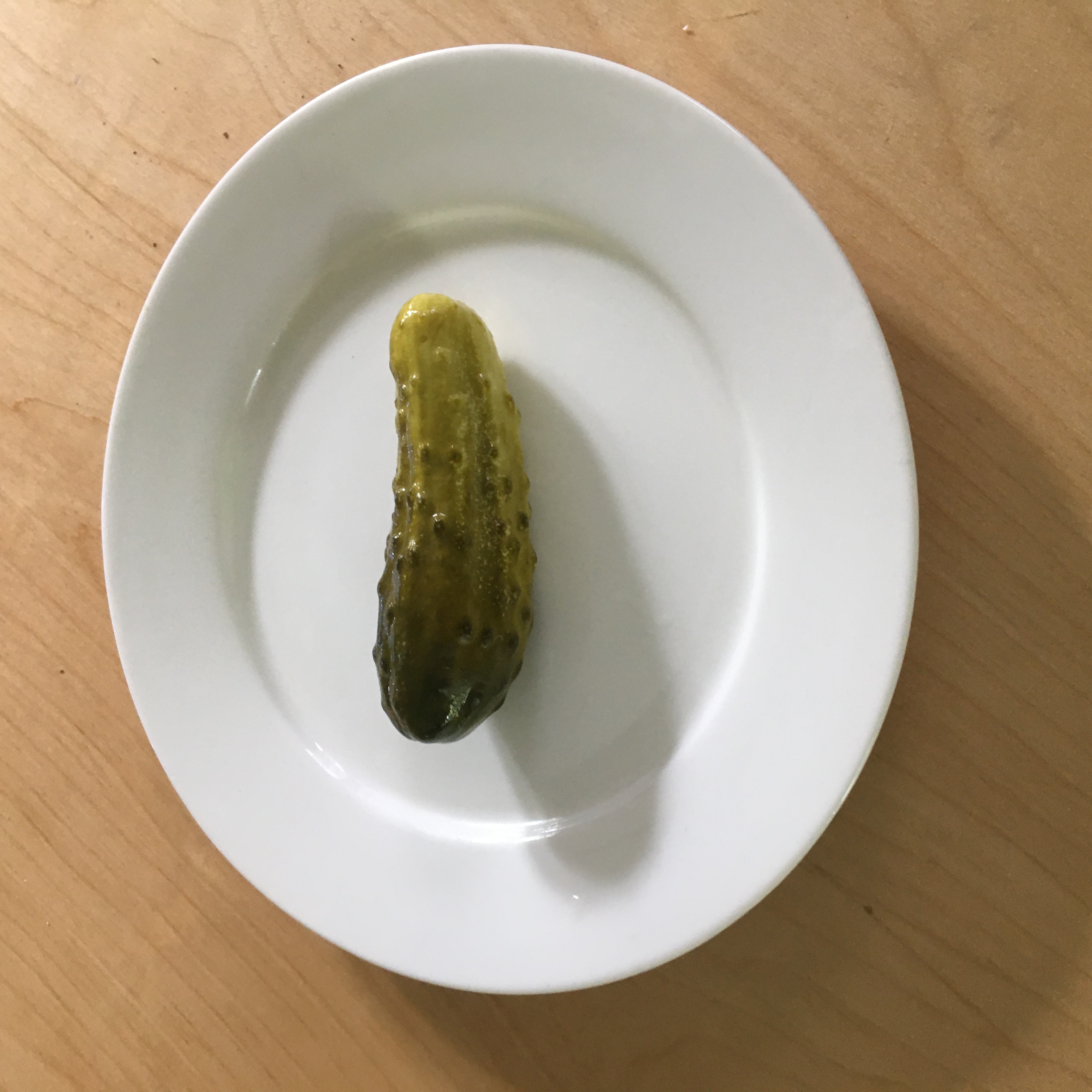 a single homemade half-sour pickle