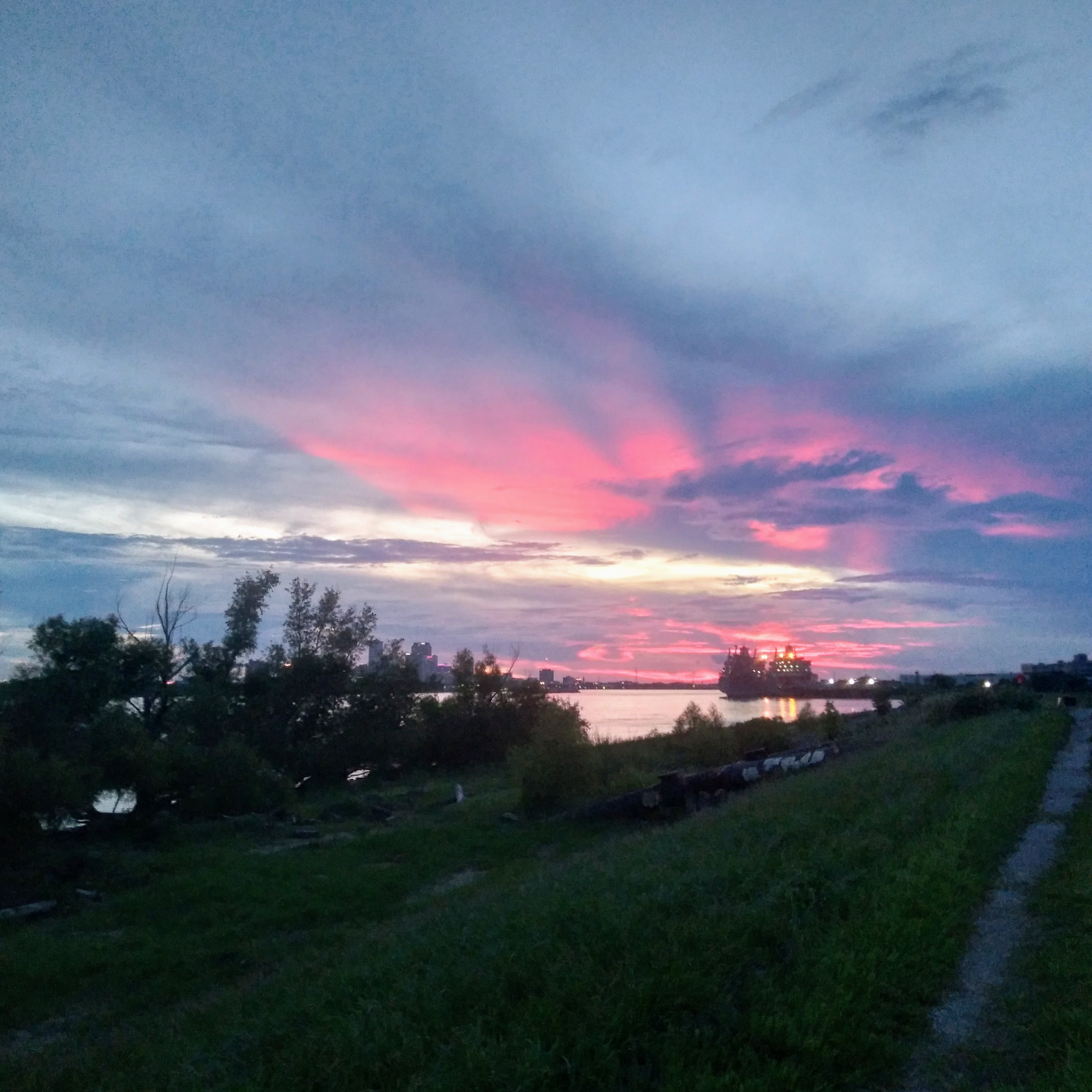 sunset on the levee