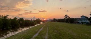 The fireworks on the levee were subdued this year.
