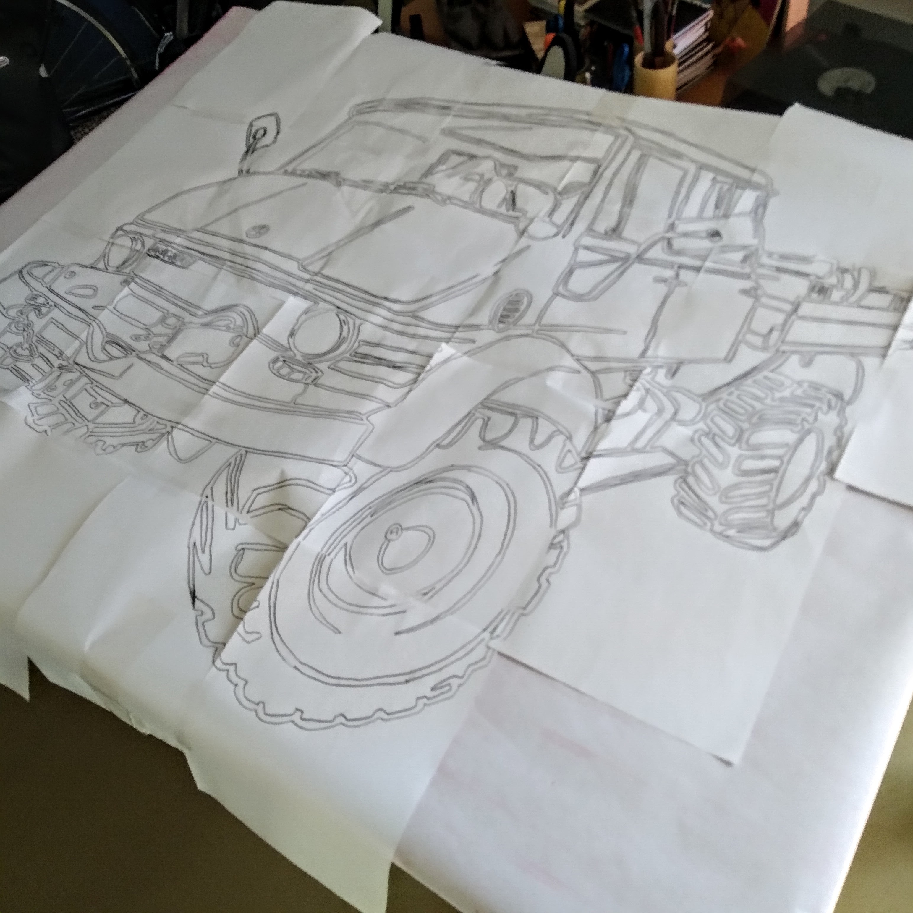 Unimog pattern on paper.